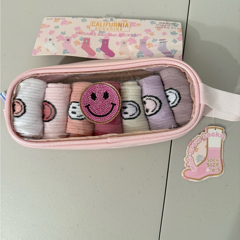 California Sunshine Smiley Face Sock Set